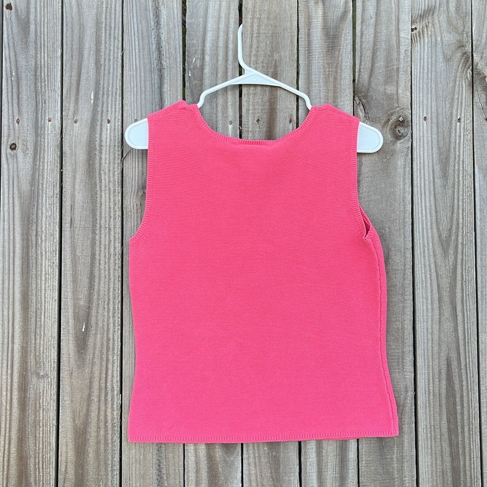 Talbots pink sweater cotton blend textured sleeveless top medium small xs Barbie - Picture 3 of 11